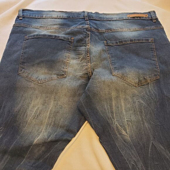 Evolution In Design Y2K Mens Slim Skinny Jeans 43X31 Blue Distressed Whisk Denim - Picture 4 of 9